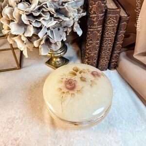 Floral Italian Alabaster Jewelry Casket